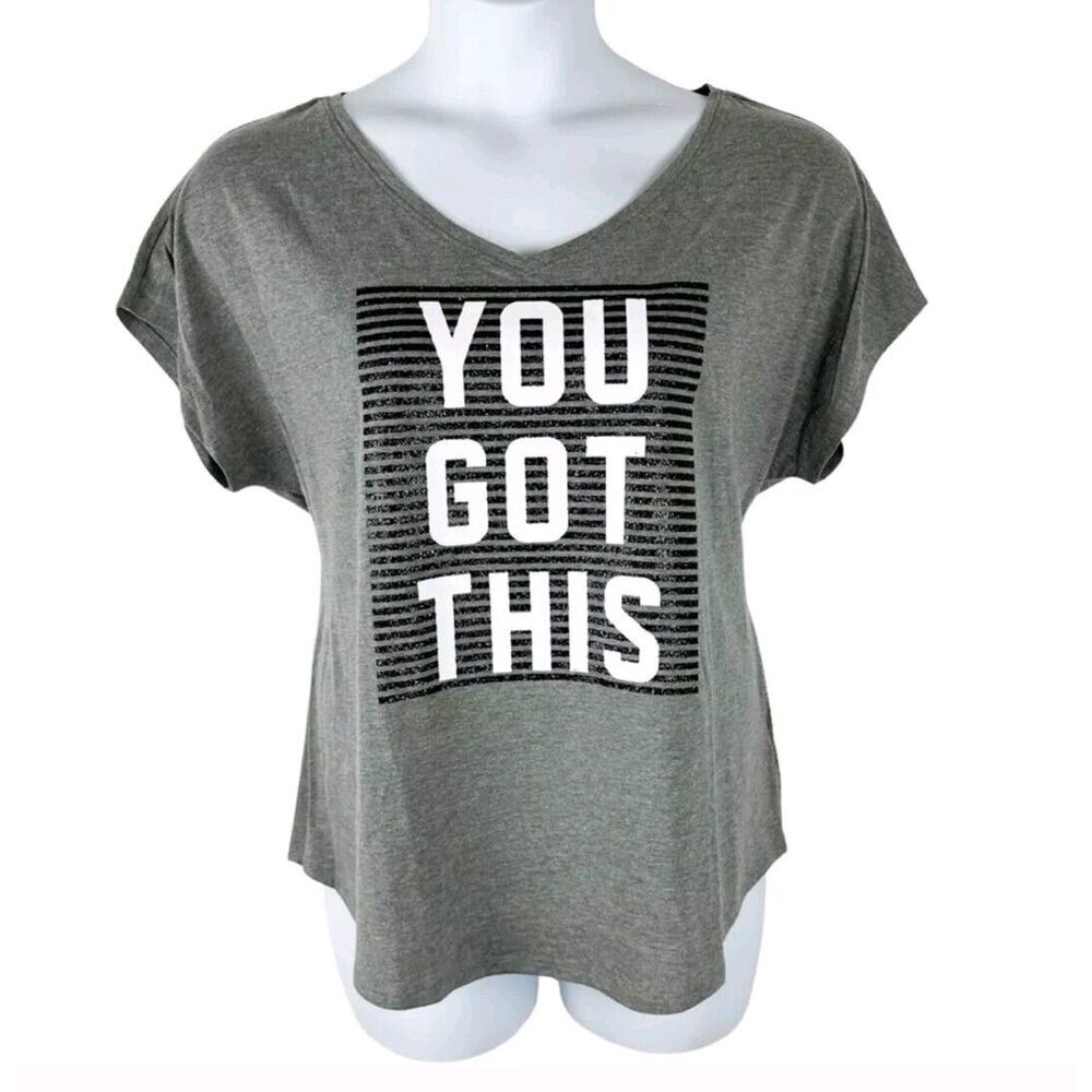 Lane Bryant Sparkle Glam T-SHIRT Curvy Plus‎ Sz 22 24 Gray YOU GOT THIS  Dazzle